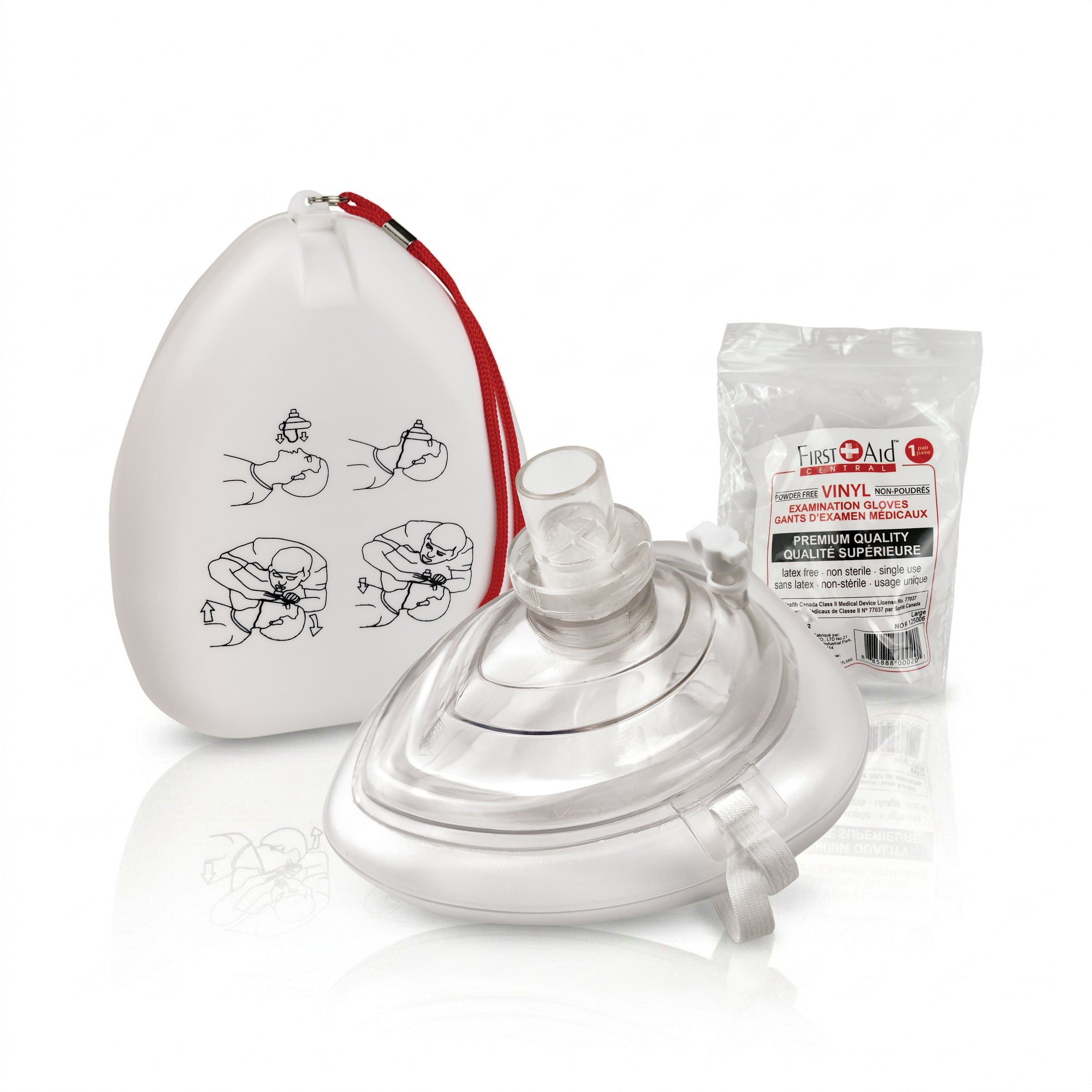 Masque de poche RCR avec gants dans un étui en plastique