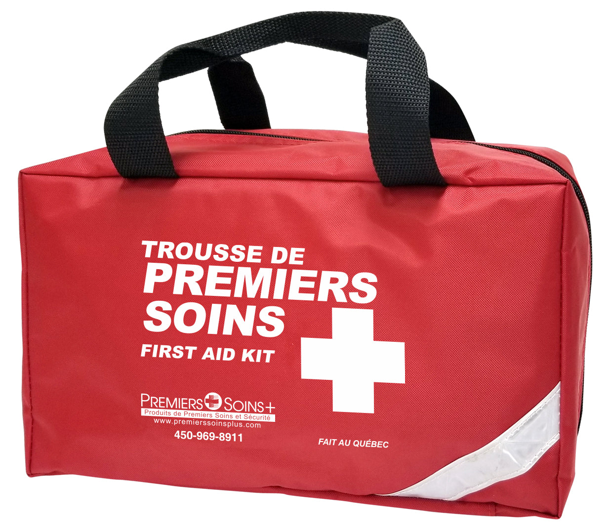 Sac en nylon vide pour trousse de premiers secours - 25,4 cm x 8,3 cm x 14,6 cm avec logo Premiers Soins Plus