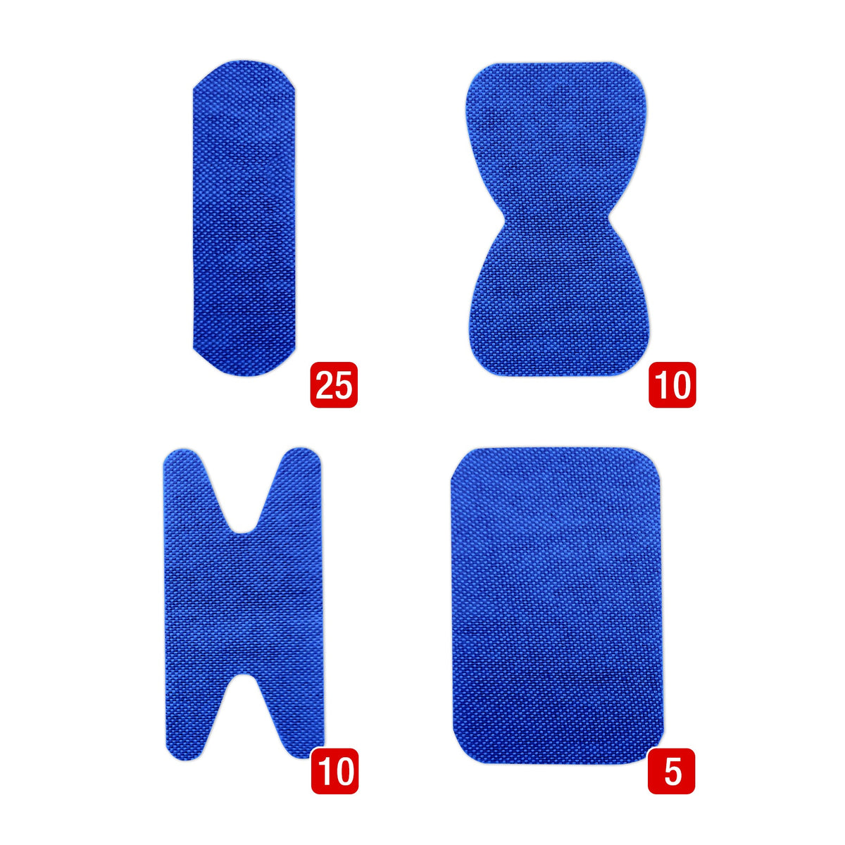 Pansements en tissu assortis - métal détectable, bleus, boîte de 50