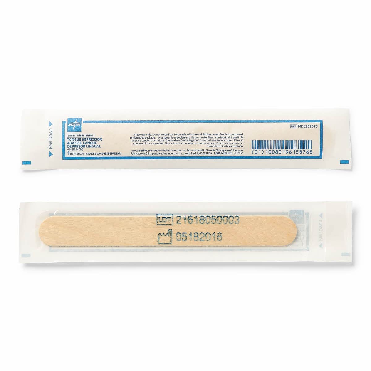 Abaisse-langue stérile Medline, 6 pouces (boîte de 100)