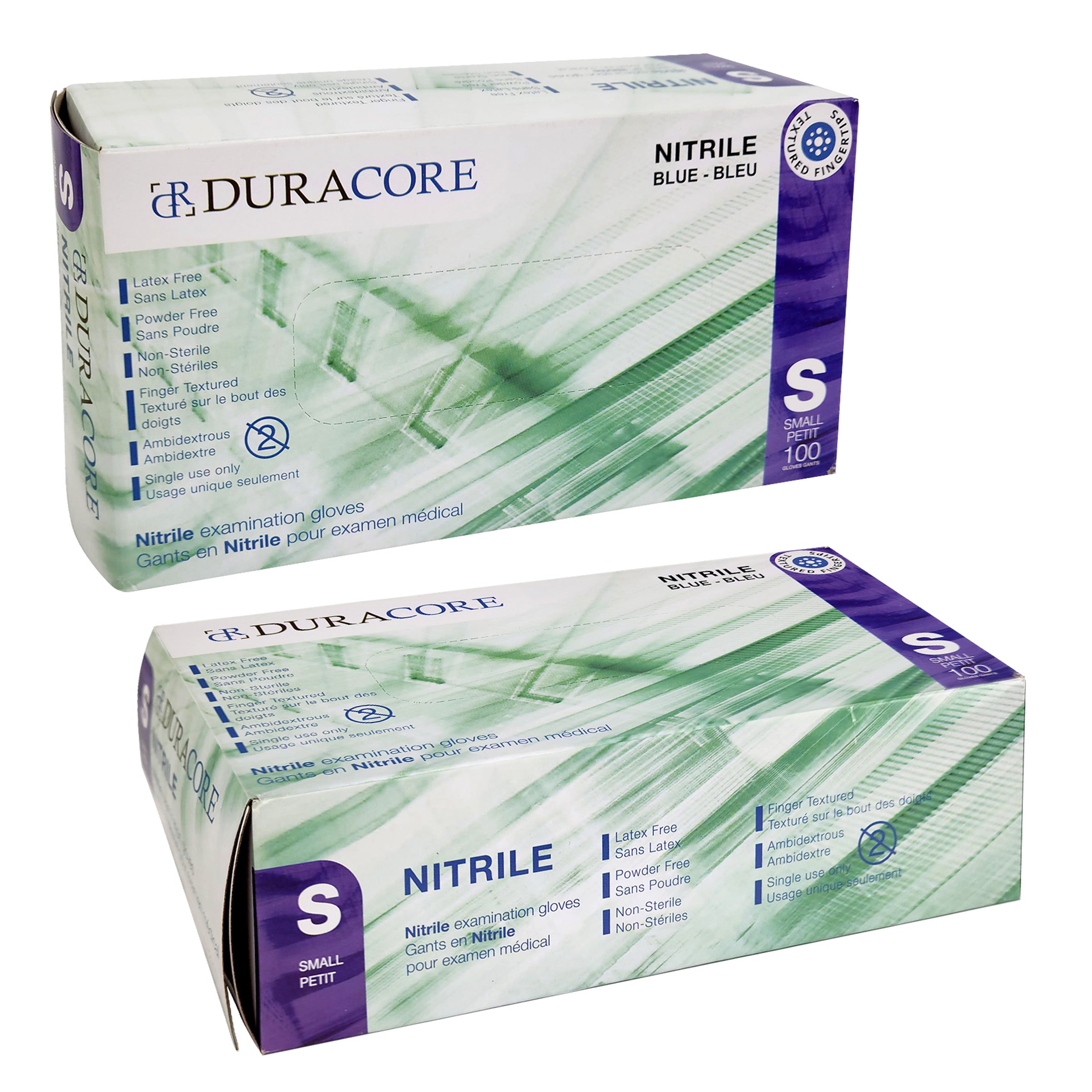 DURACORE, Gants d'examen médical en nitrile bleu, 3 mil, petit (boîte de 100)