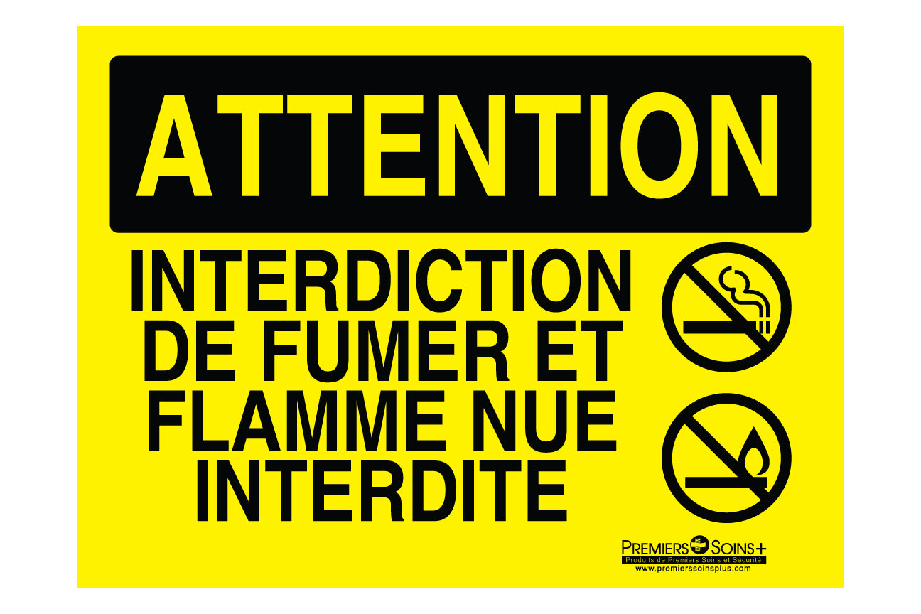 Attention - Interdiction de fumer et flamme nue interdite - Enseigne
