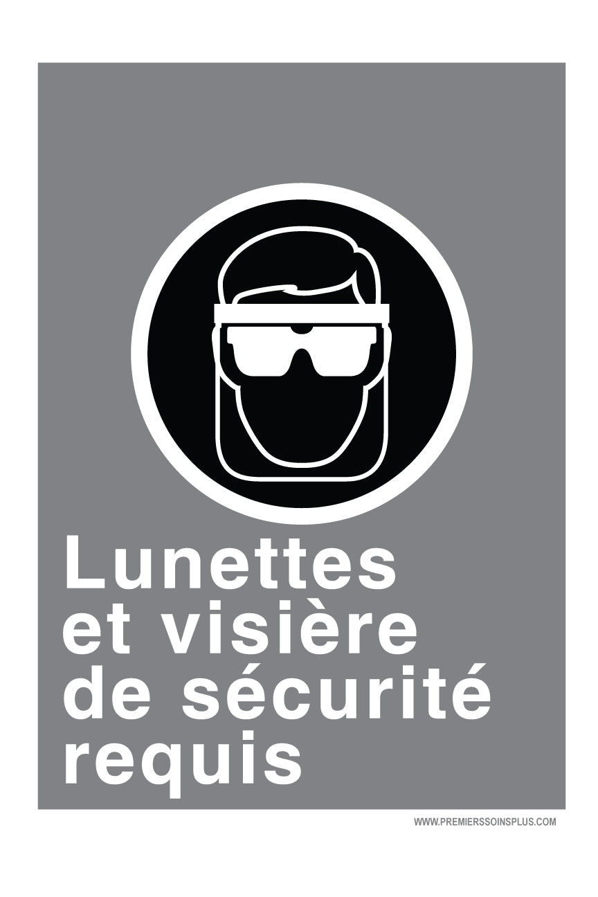 Lunettes et visière de sécurité requis - Enseigne