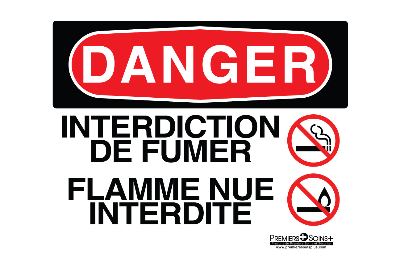 Danger - Interdiction de fumer Flamme nue interdite - Enseigne