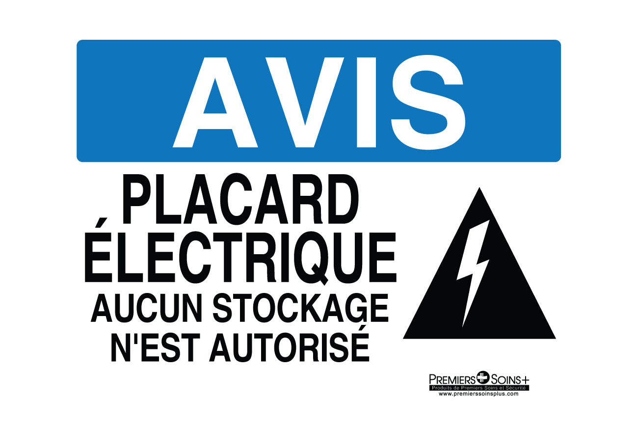 Avis - Placard électrique aucun stockage n'est autorisé - Enseigne