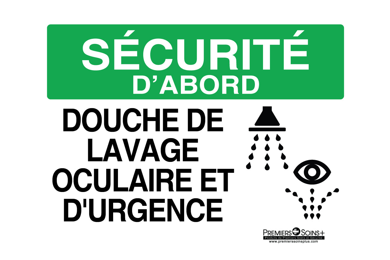 Sécurité d'abord - Douche de lavage oculaire et d'urgence - Enseigne