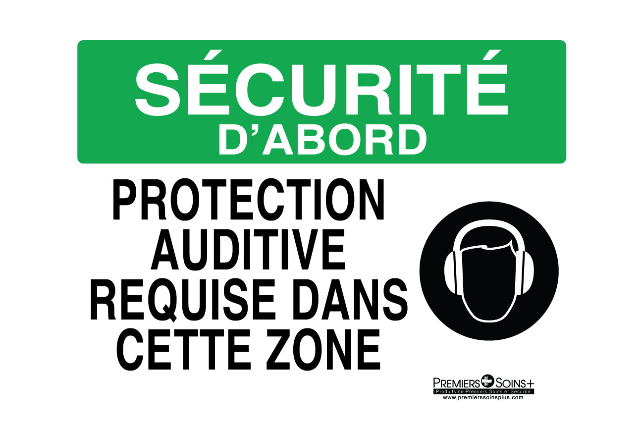 Sécurité d'abord - Protection auditive requise dans cette zone- Enseigne