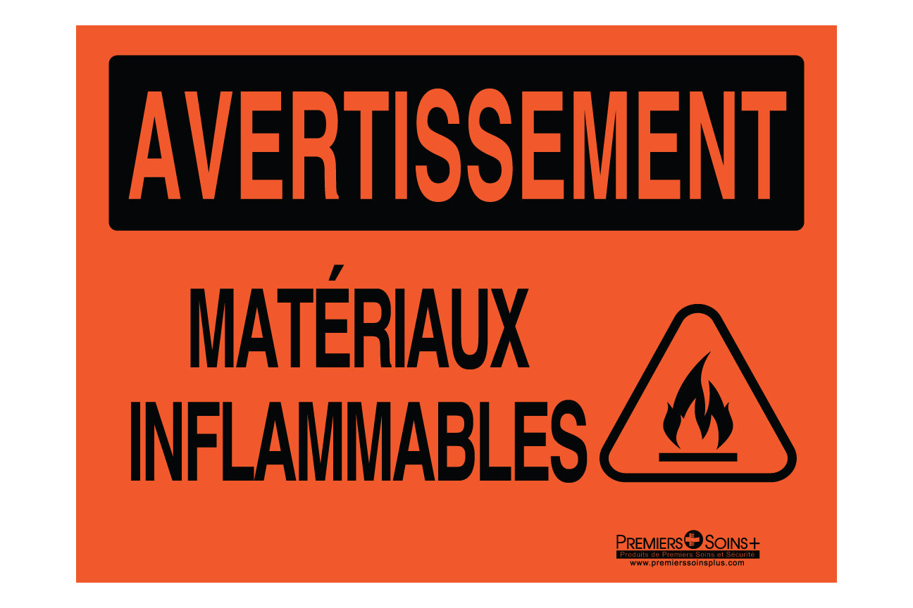 Avertissement - Matériaux inflammables - Enseigne