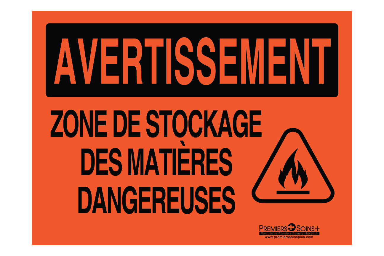 Avertissement - Zone de stockage des matières dangeureuses - Enseigne
