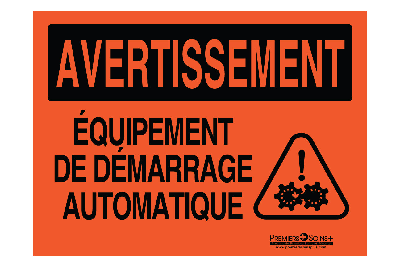 Avertissement - Équipement à démarrage automatique - Enseigne