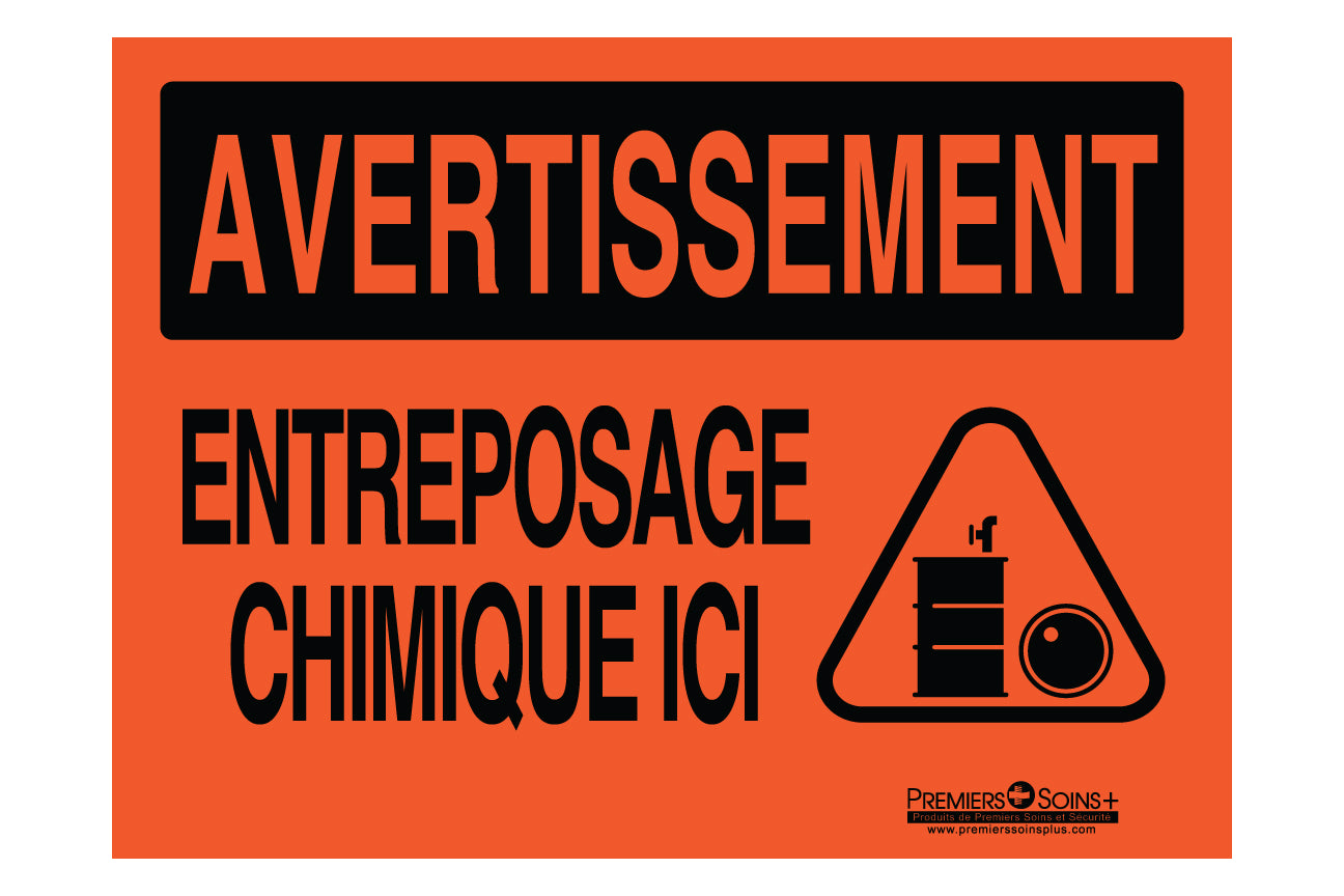 Avertissement - Entreposage chimique ici - Enseigne