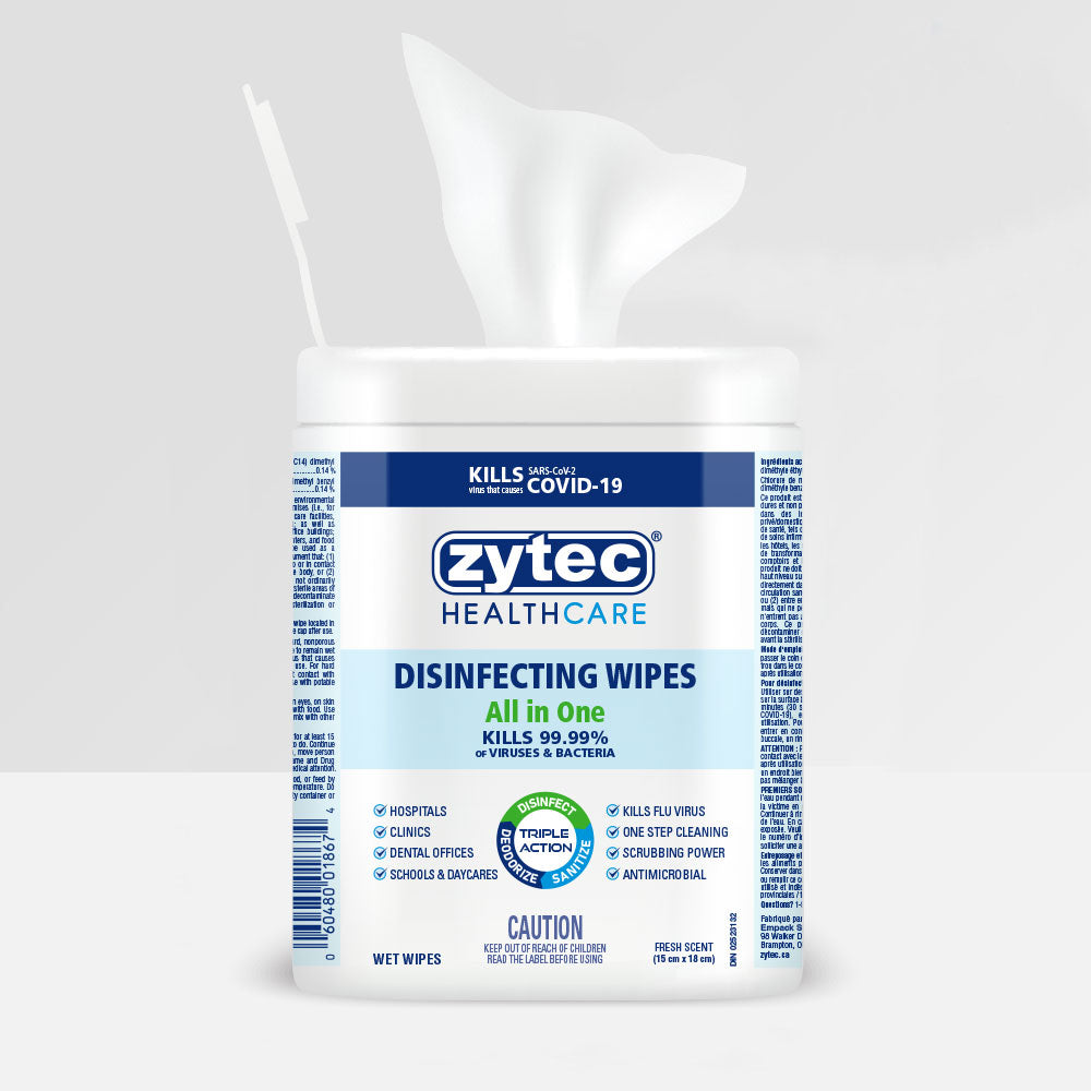 Zytec Lingettes désinfectantes pour soins de santé - Tout en un - 180 lingettes