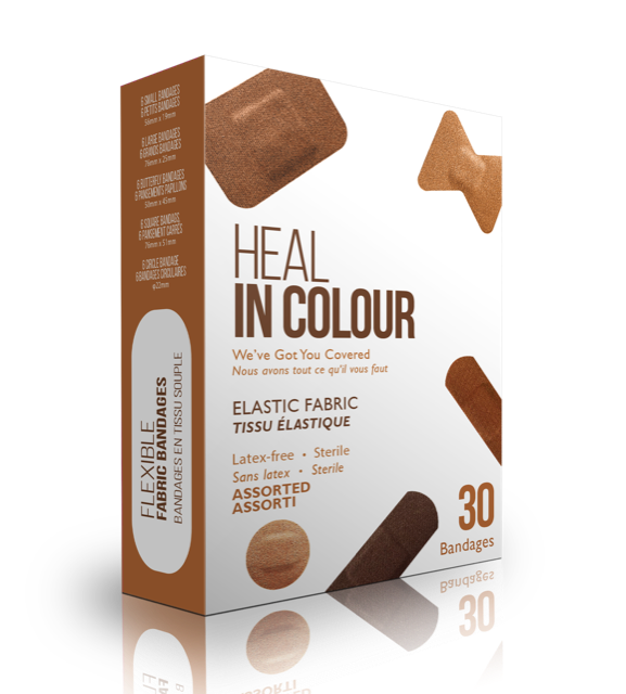 Bandages adhésifs en tissu Heal In Color, formes, couleurs et tailles assorties (paquet de 30)