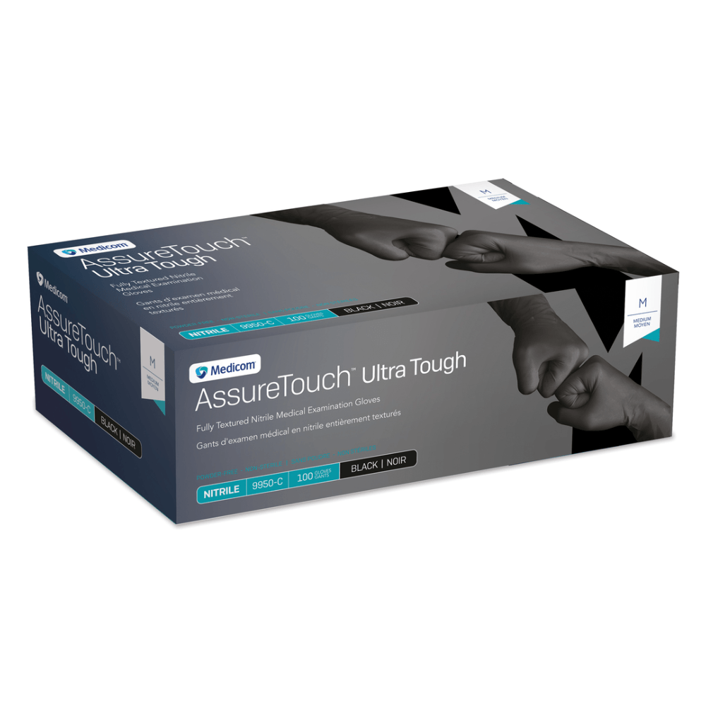 Gants en nitrile noir Medicom AssureTouch® Ultra Tough 5,0 mil (paquet de 100) - Grand