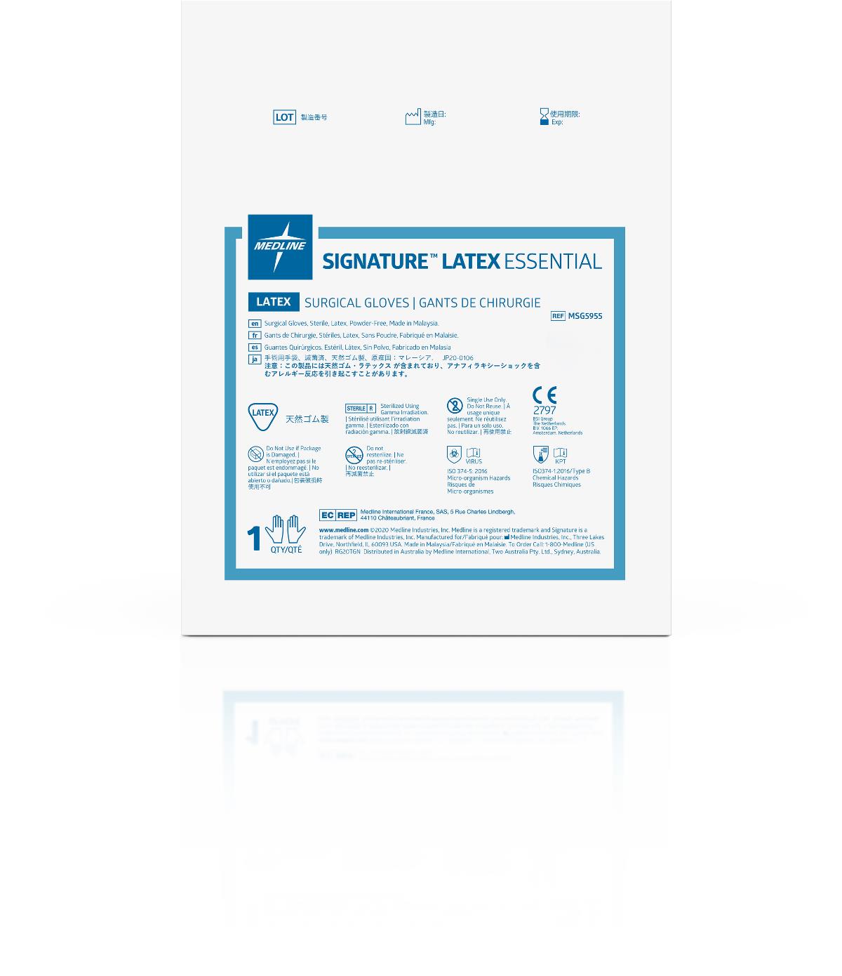 Gant chirurgical stérile non poudré en latex Signature™ Essential, blanc