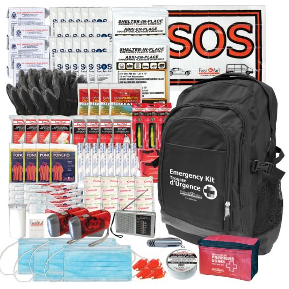 Trousse d'urgence pour 4 personnes, 72 heures, avec eau