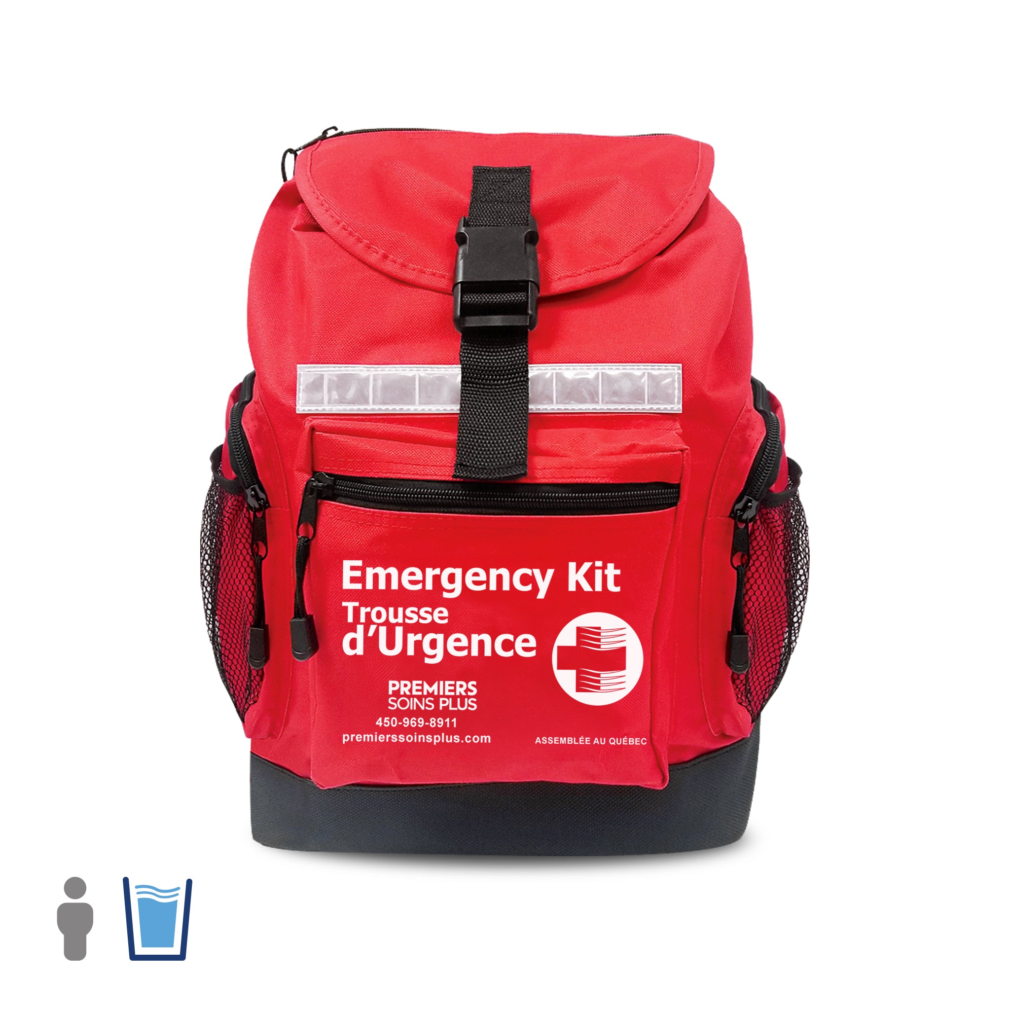 Trousse d'urgence deluxe pour 1 personne, 72 heures, avec eau