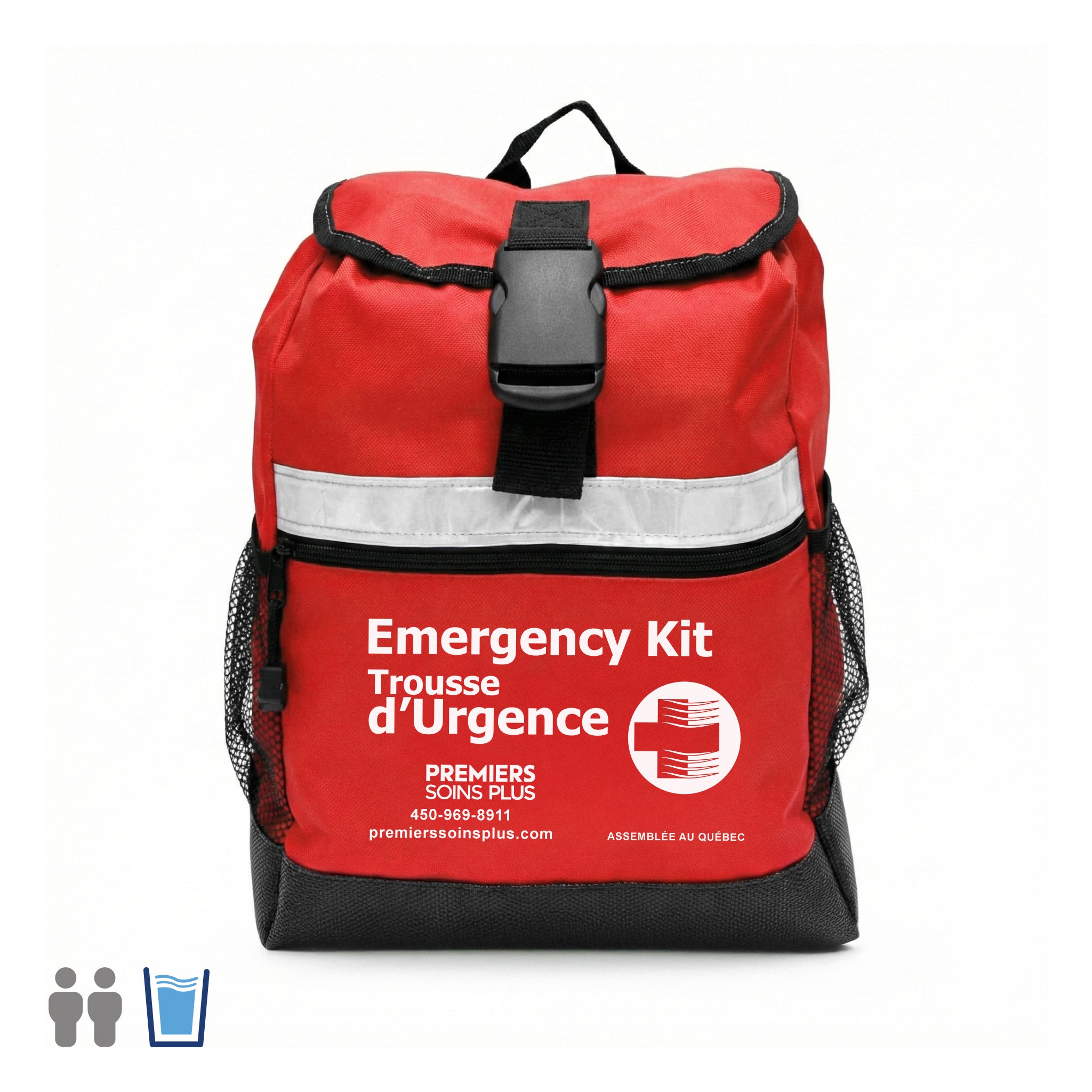 Trousse d'urgence pour 2 personnes, 72 heures, avec eau