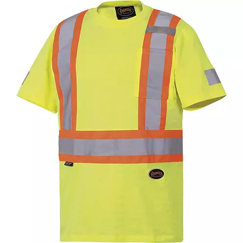 T-shirt de sécurité en coton, jaune citron haute visibilité, CSA Z96, ANSI 107-2020
