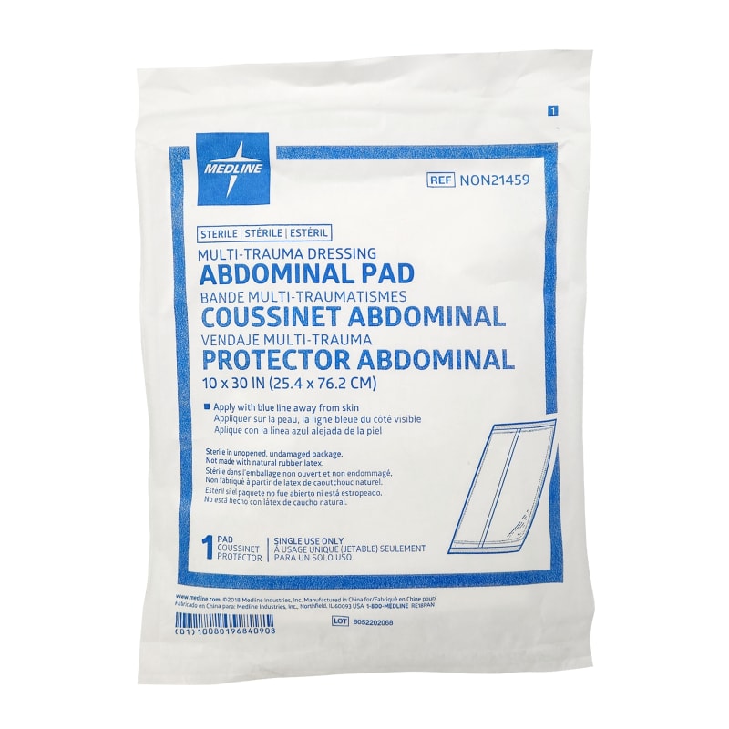 Pansement abdominal multitraumatisme, 10" X 30", stérile