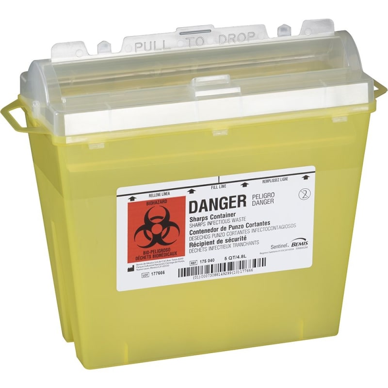 Conteneur pour objets tranchants BEMIS Sentinel de 5 litres (jaune)