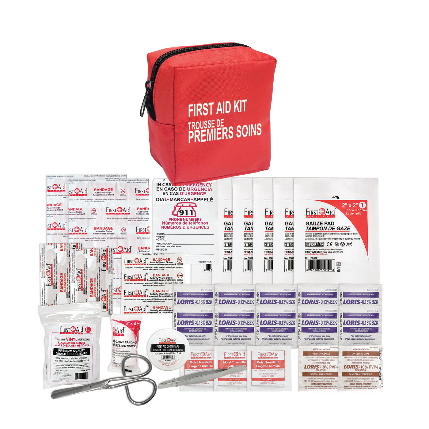 Trousse de Premiers Soins - 44 mcx, Sac en Nylon avec Mousqueton