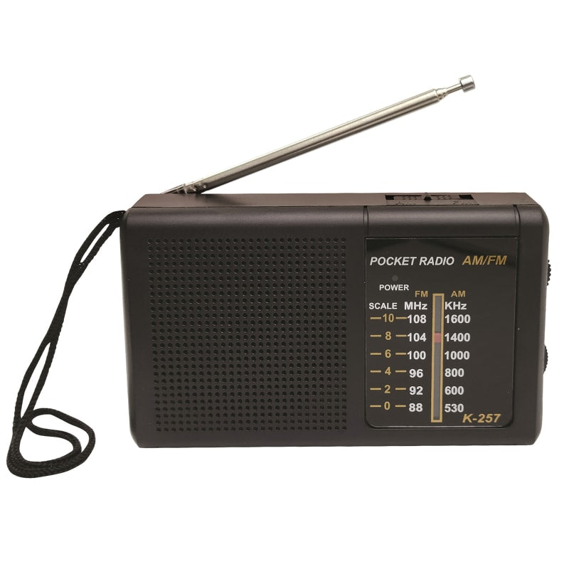 Radio de poche AM/FM (2 piles AA non incluses)