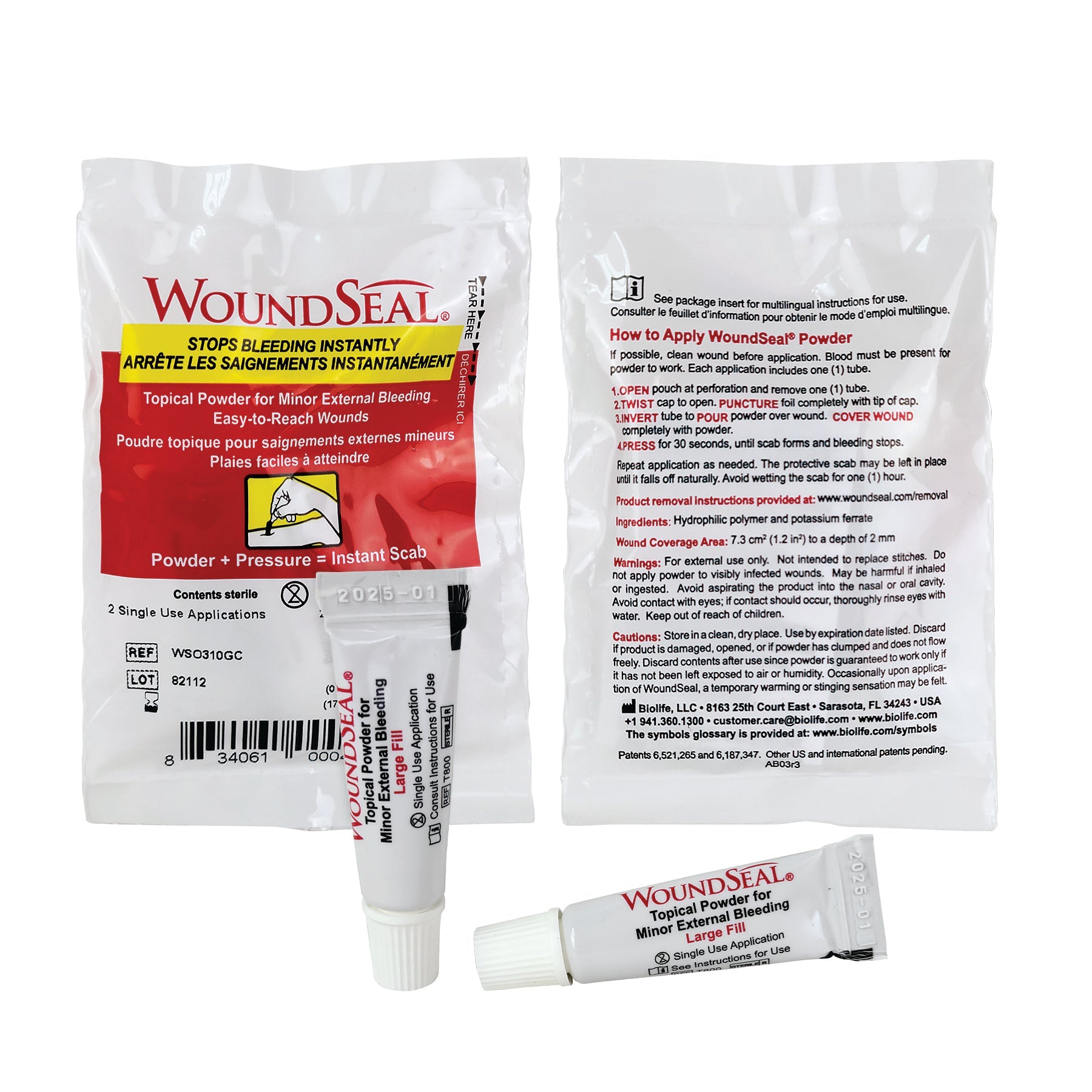 Poudre topique WoundSeal, 2/paquet