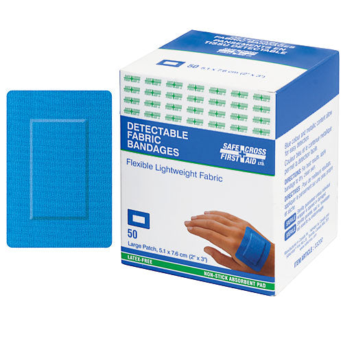 Bandages en tissu détectables en métal bleu 2" x 3" (50)