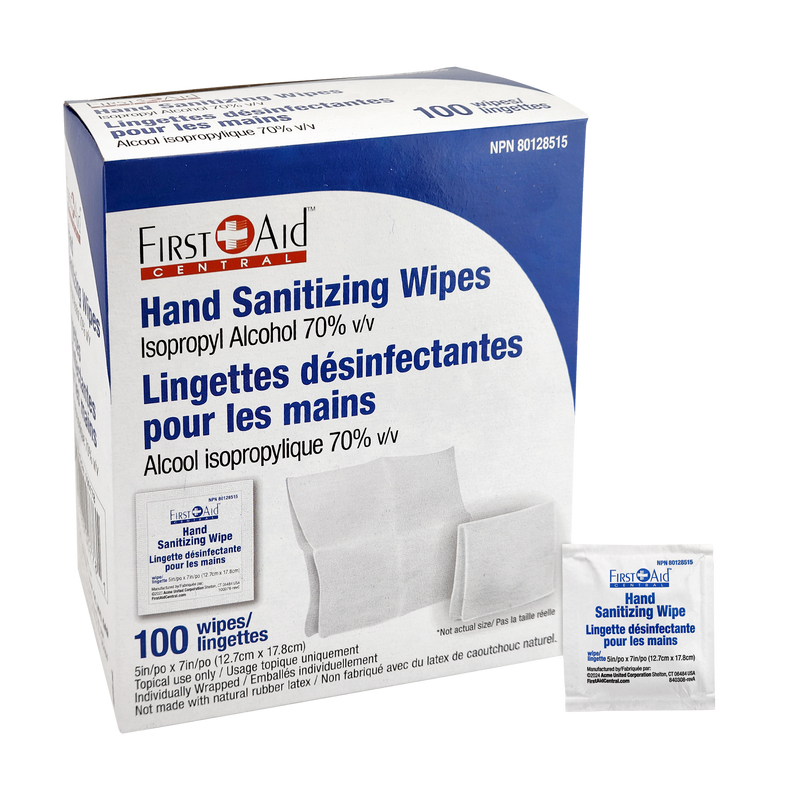 Lingettes désinfectantes pour les mains - Boite de 100