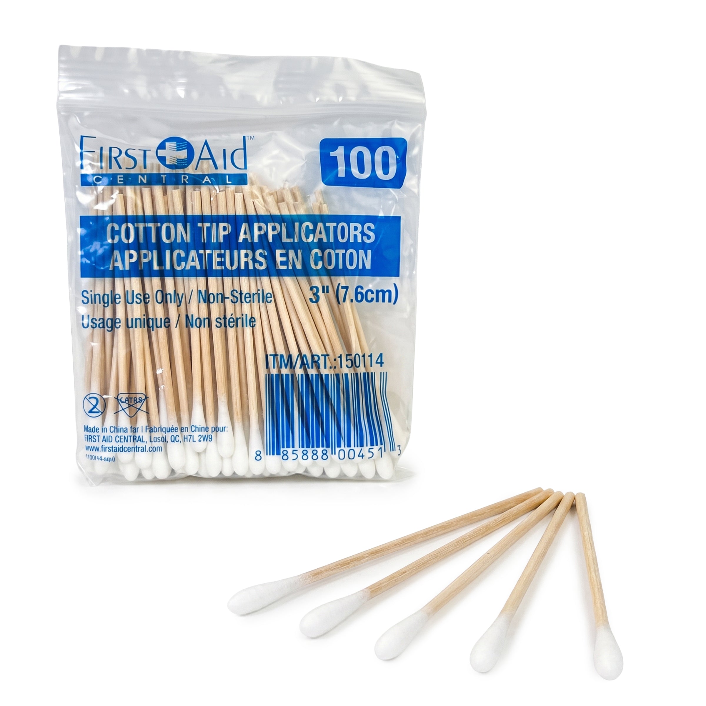 Applicateur à embout de coton, NS, 7,6 cm (3") 100/sachet