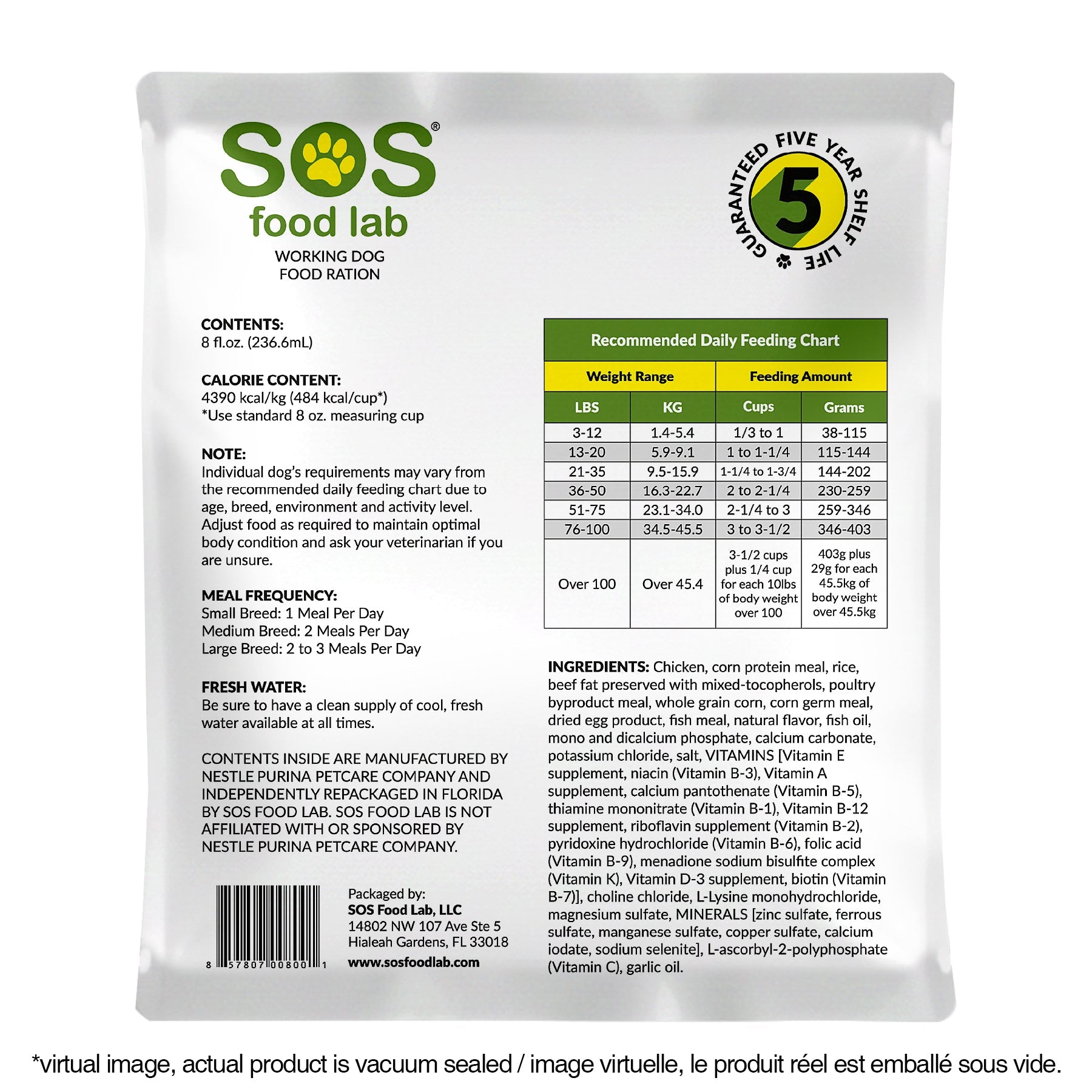 Ration Alimentaire de Secours pour Animaux – Formule Haute Énergie