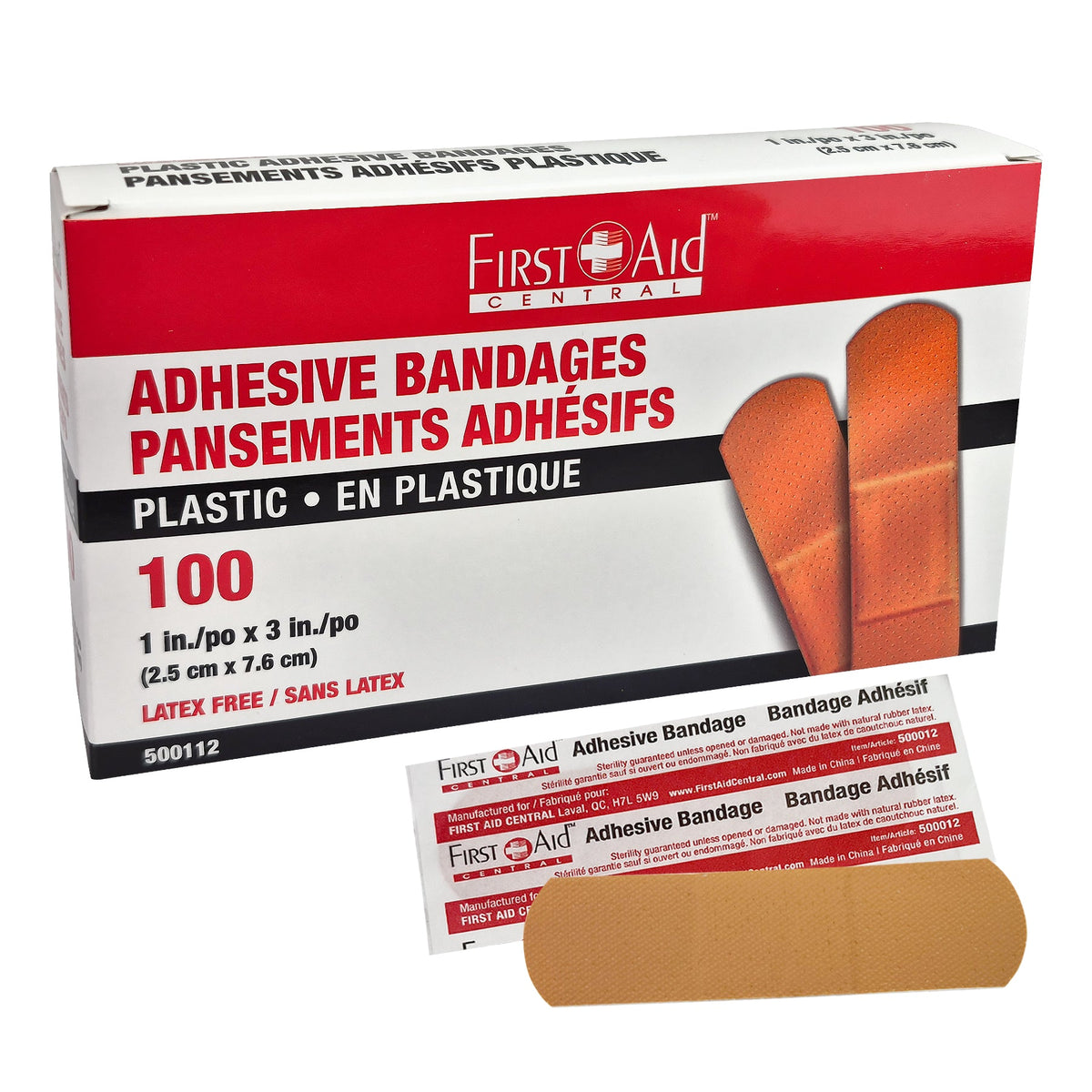 Pansements adhésifs en plastique, boîte de 100