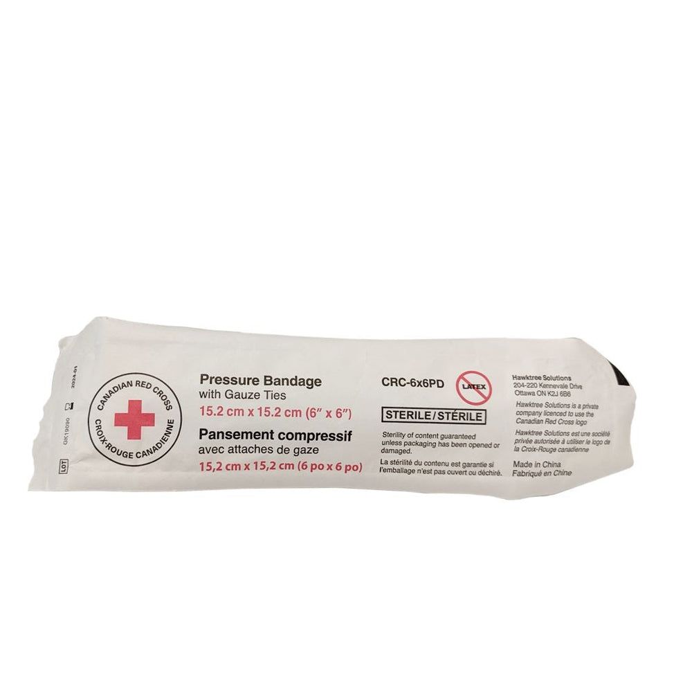 Pansement compressif stérile avec attaches de gaze - 6" x 6" - Paquet de 10