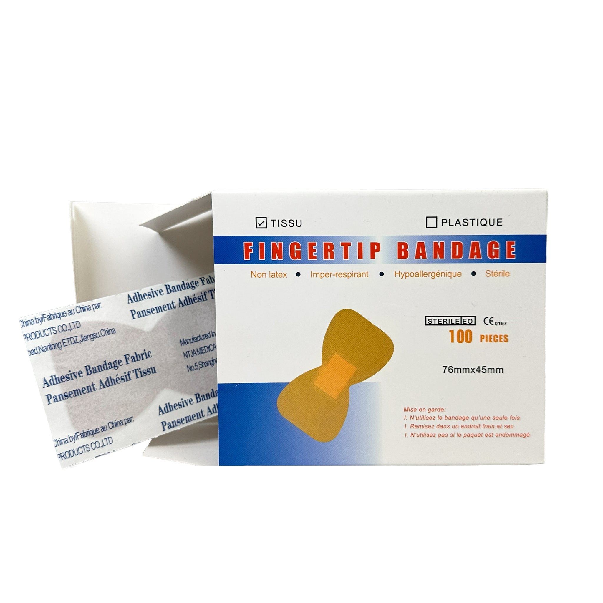 Pansements en tissu pour le bout des doigts, LG, 4,4 x 7,6 cm - Boîte de 100