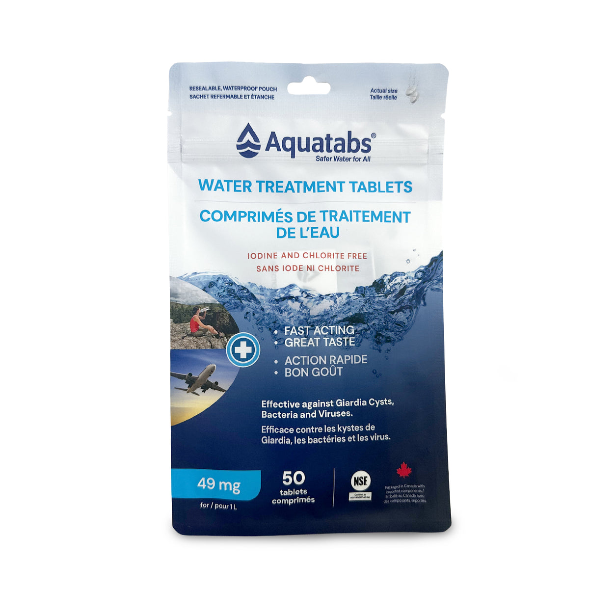 Comprimés de purification d'eau Aquatabs 49 mg (50/boîte)