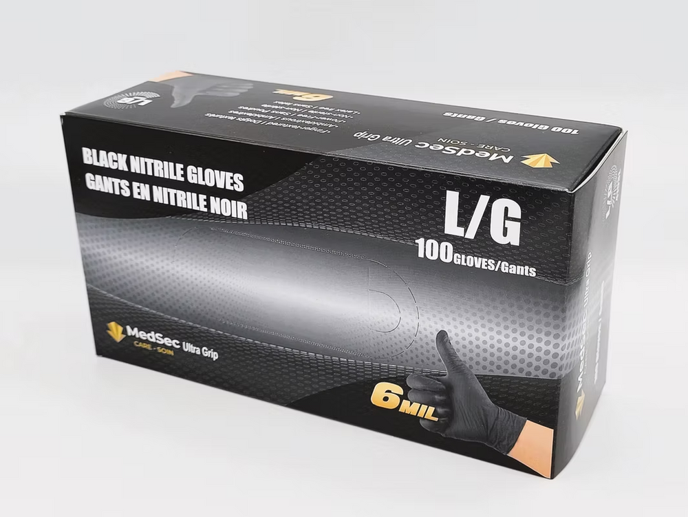Gant en nitrile noir 6 mil L Medsec (non médical) – Expiration : 02/2027