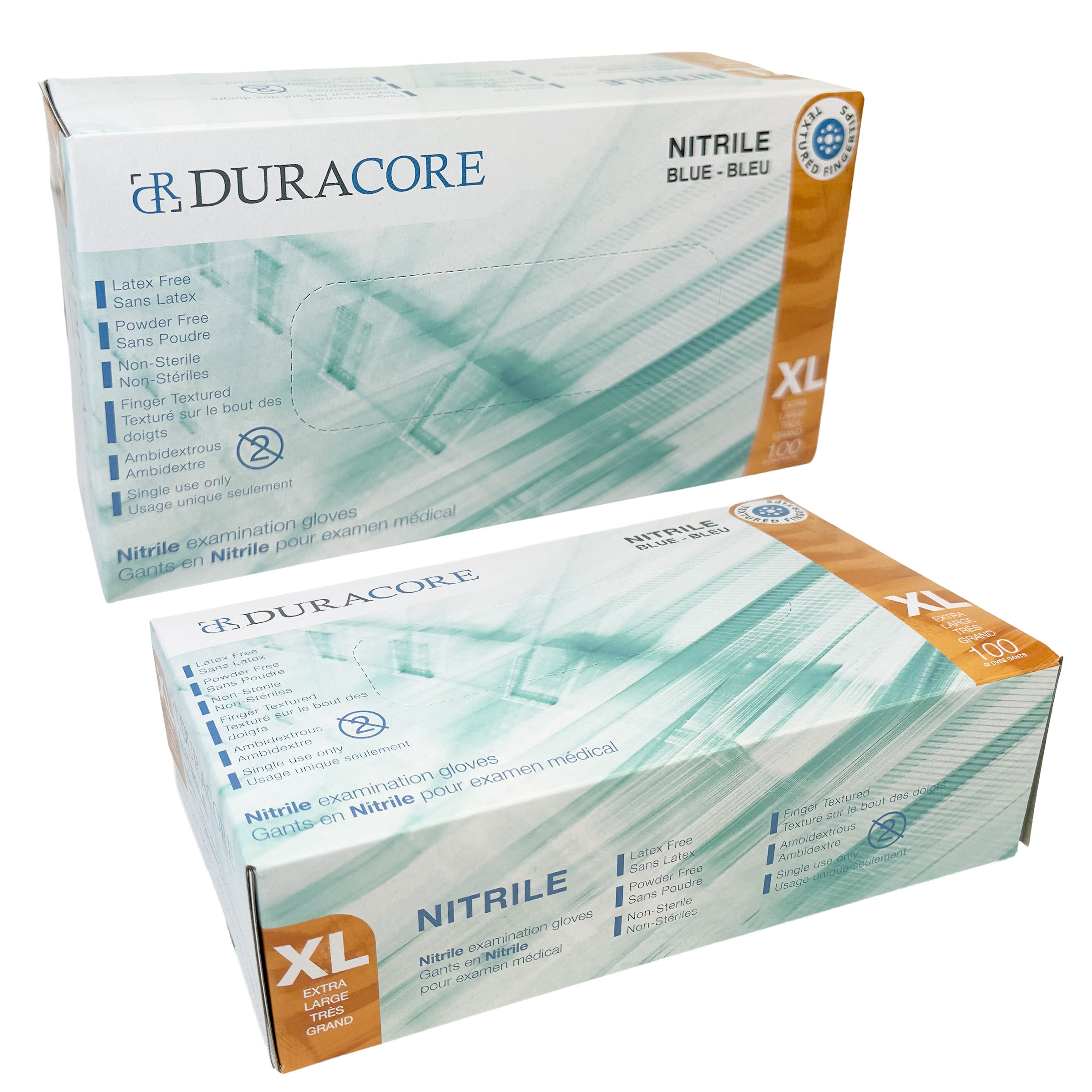 DURACORE, Gants d'examen médical en nitrile bleu, 3 mil, petit (boîte de 100)