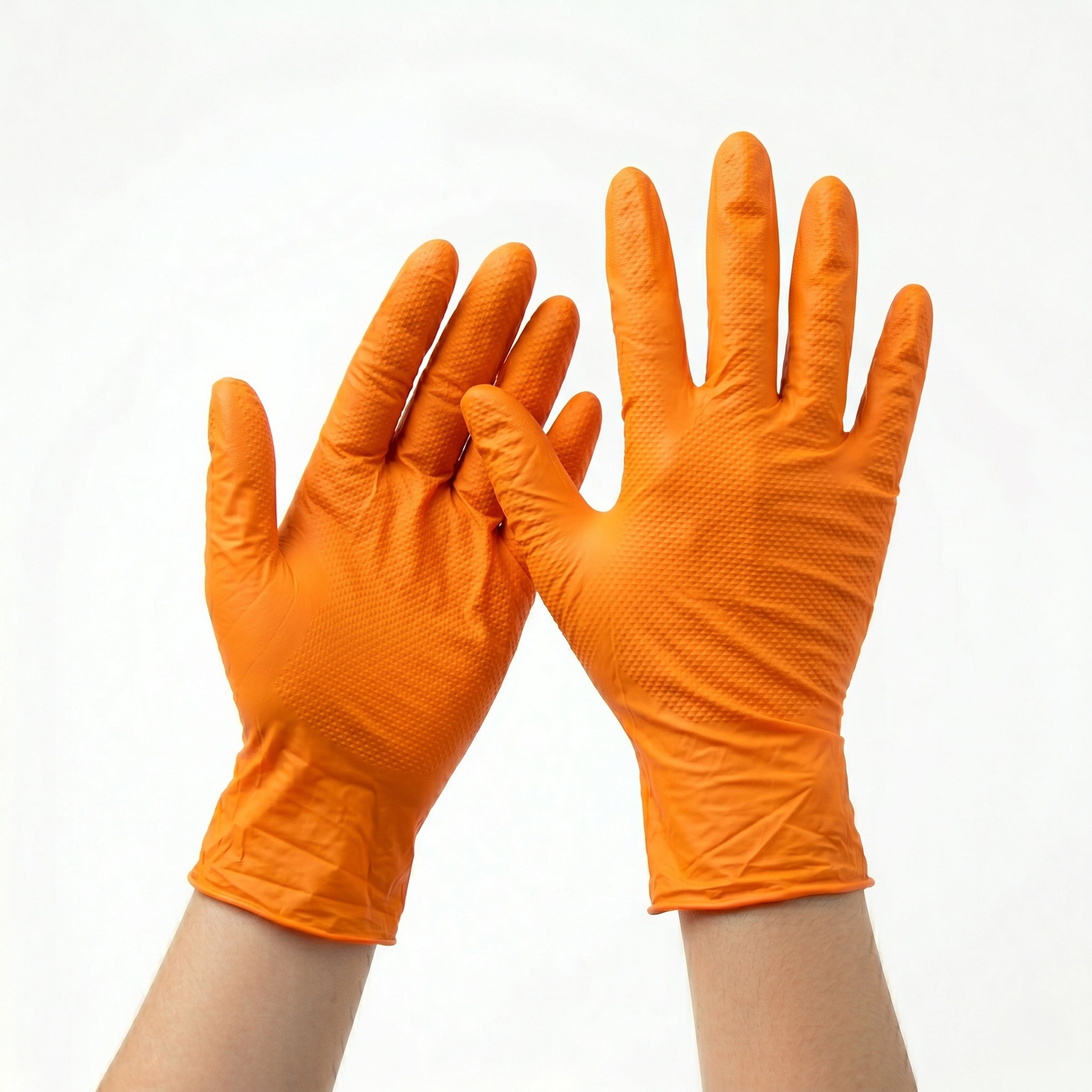 DURACORE, Gants texturés en nitrile orange, sans poudre, 7 mil, moyen (boîte de 100)