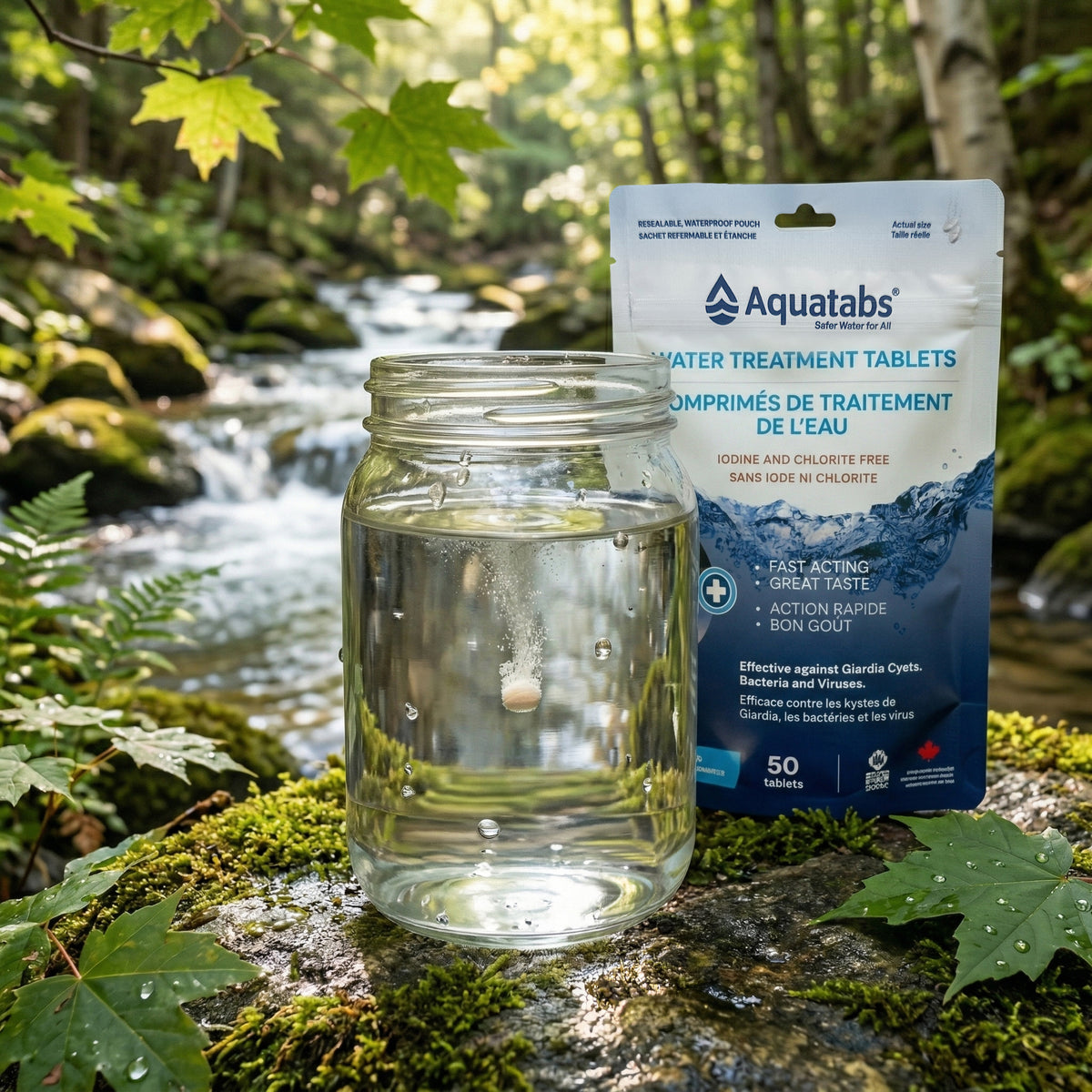 Comprimés de purification d'eau Aquatabs 49 mg (50/boîte)