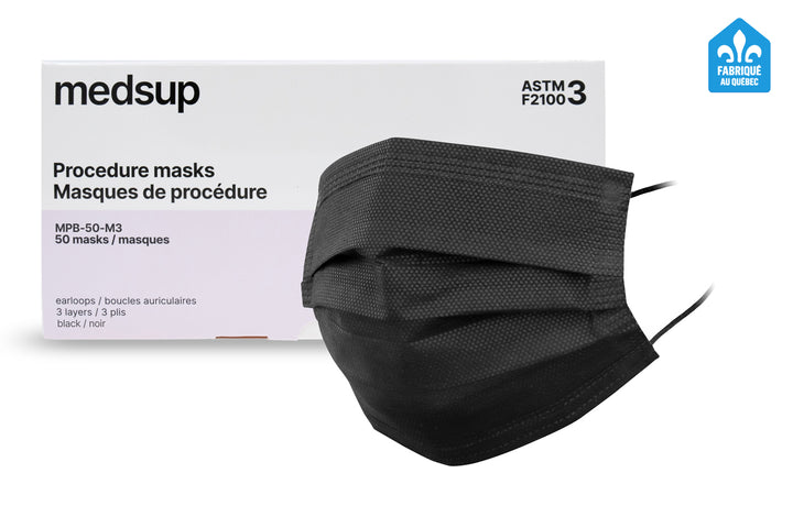 Masque de procédure médicale noir ASTM-F2100-20 Niveau 3