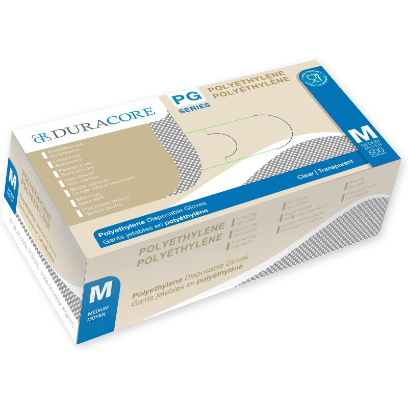 Gants Duracore en polyéthylène transparents sans poudre