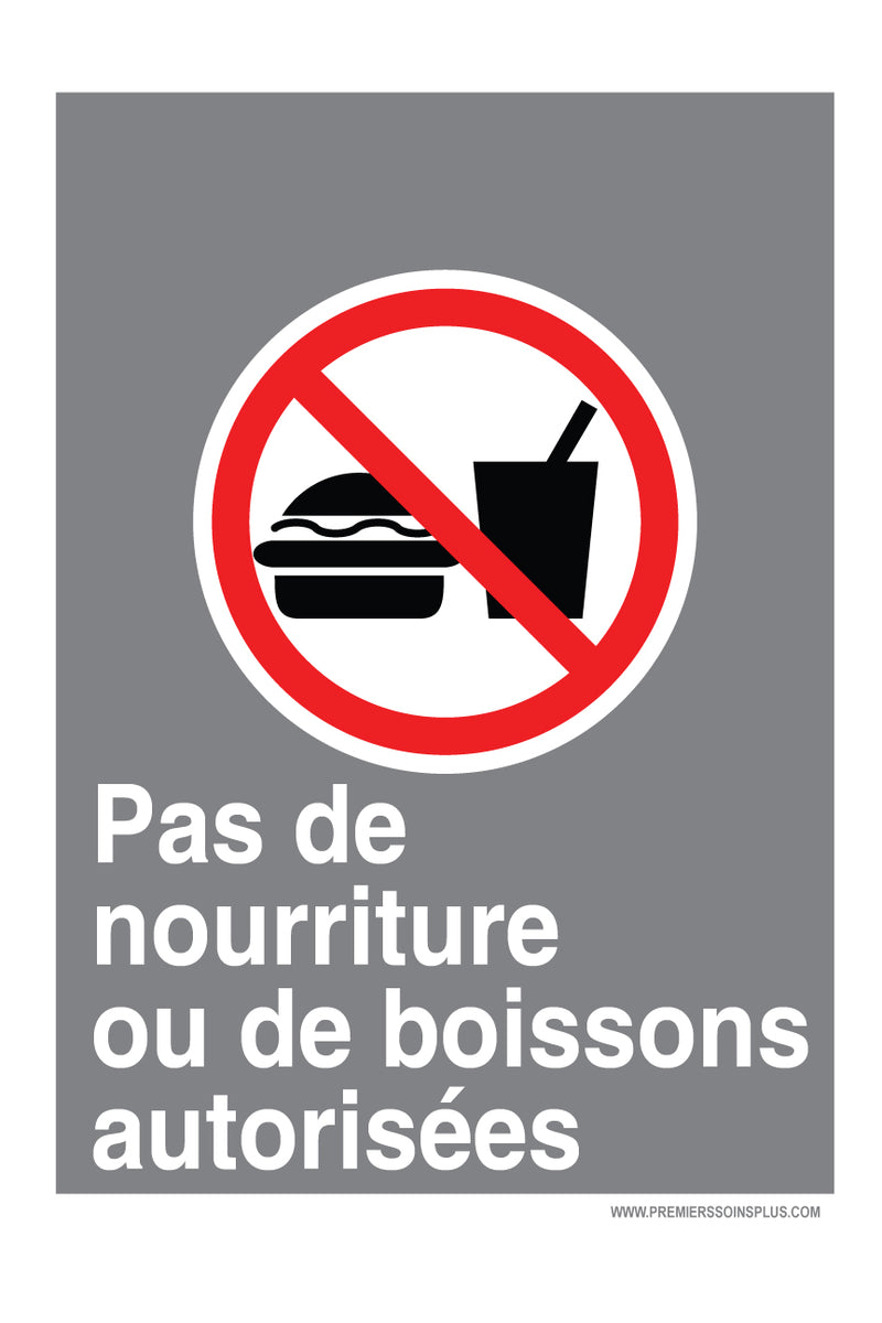 Pas de nourriture ou de boissons autorisées - Enseigne