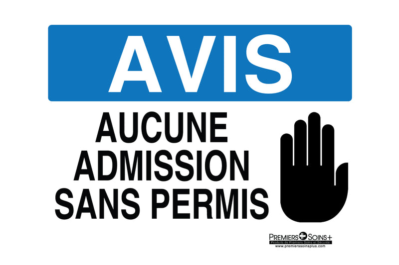 Avis - Aucune admission sans permis- Enseigne