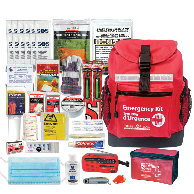 Trousse d'urgence deluxe pour 1 personne, 72 heures, avec eau