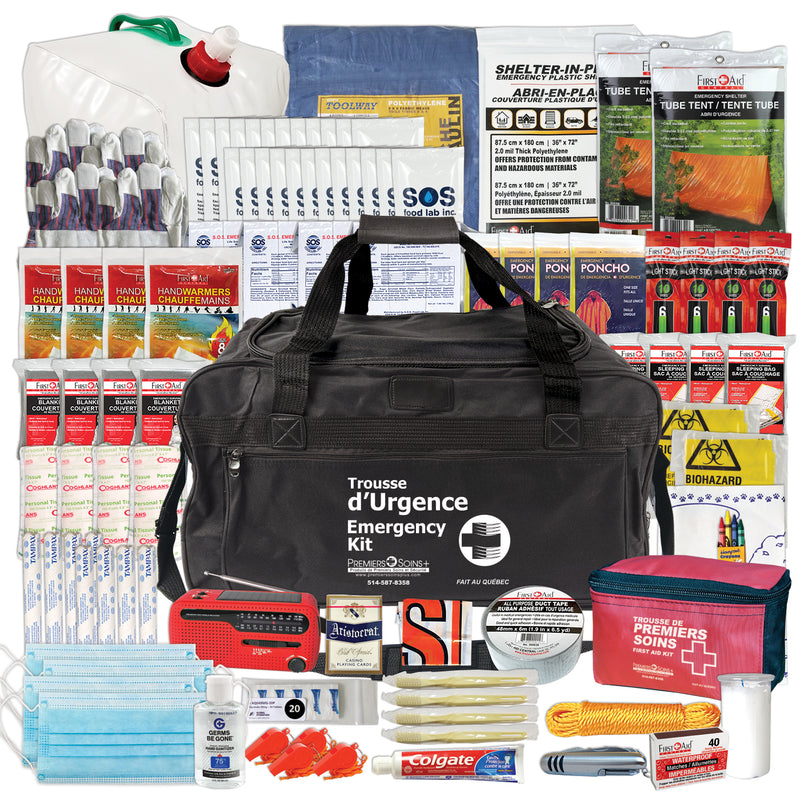 Trousse d'Urgence 72 heures - 4 personnes - Deluxe avec eau