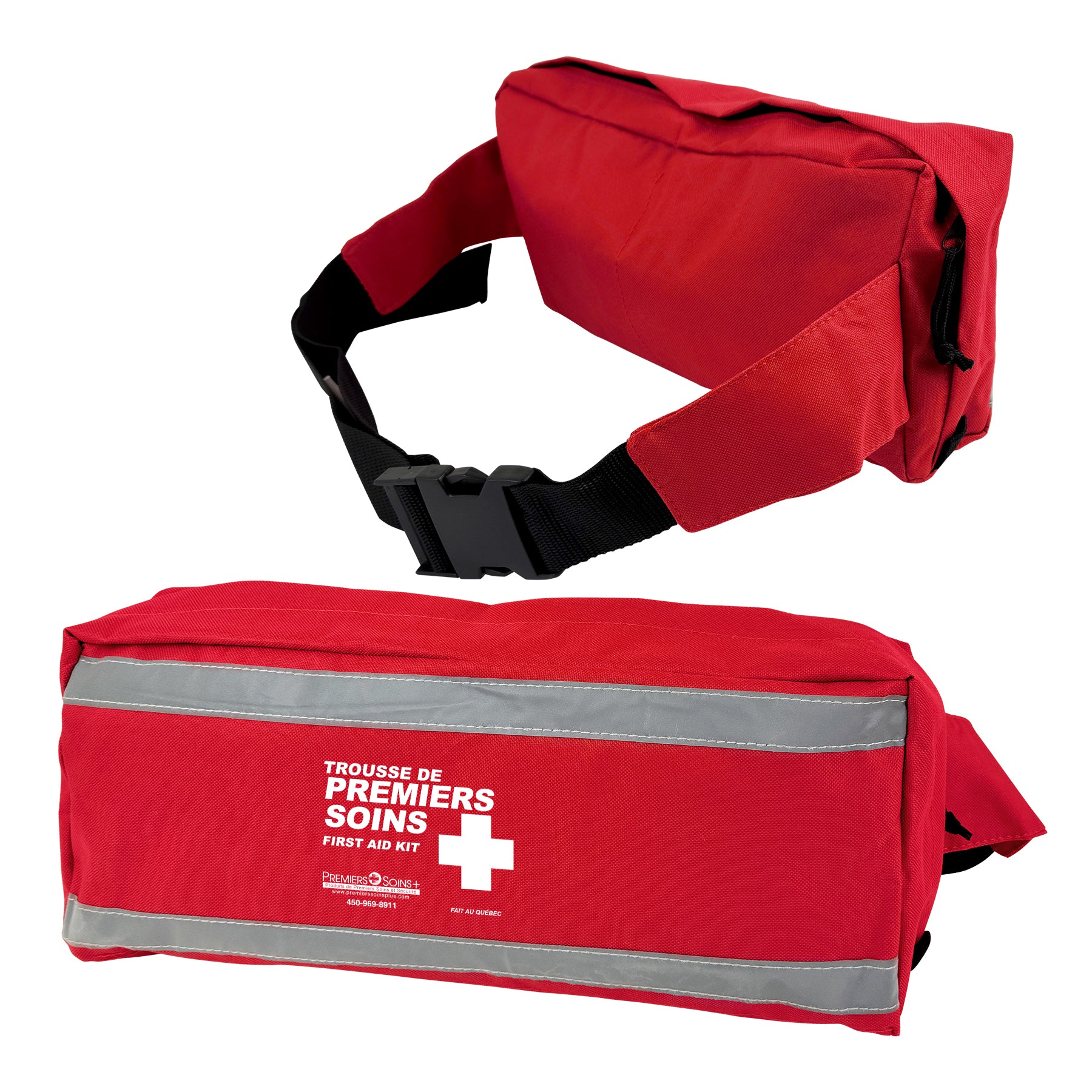 Grande Sac Banane rectangulaire réfléchissante vide - avec logo Premiers Soins Plus