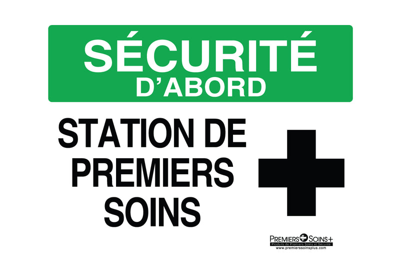 Sécurité d'abord -  Station de premiers soins - Enseigne