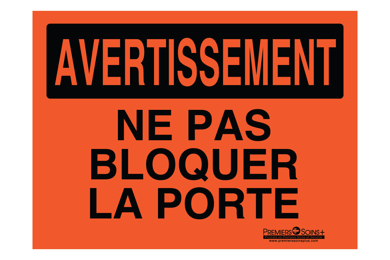 Avertissement - Ne pas bloquer la porte - Enseigne