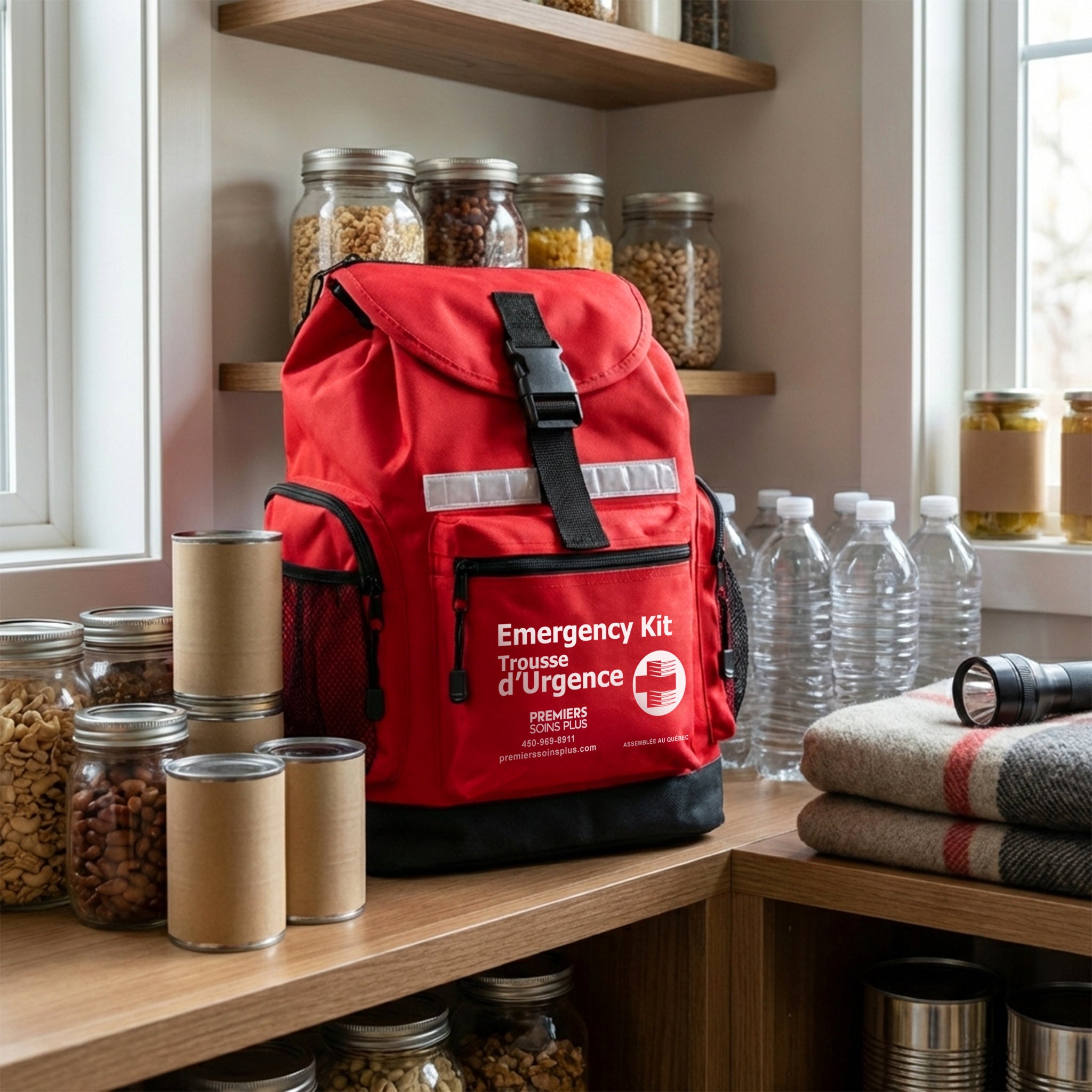 Trousse d'urgence deluxe pour 1 personne, avec eau